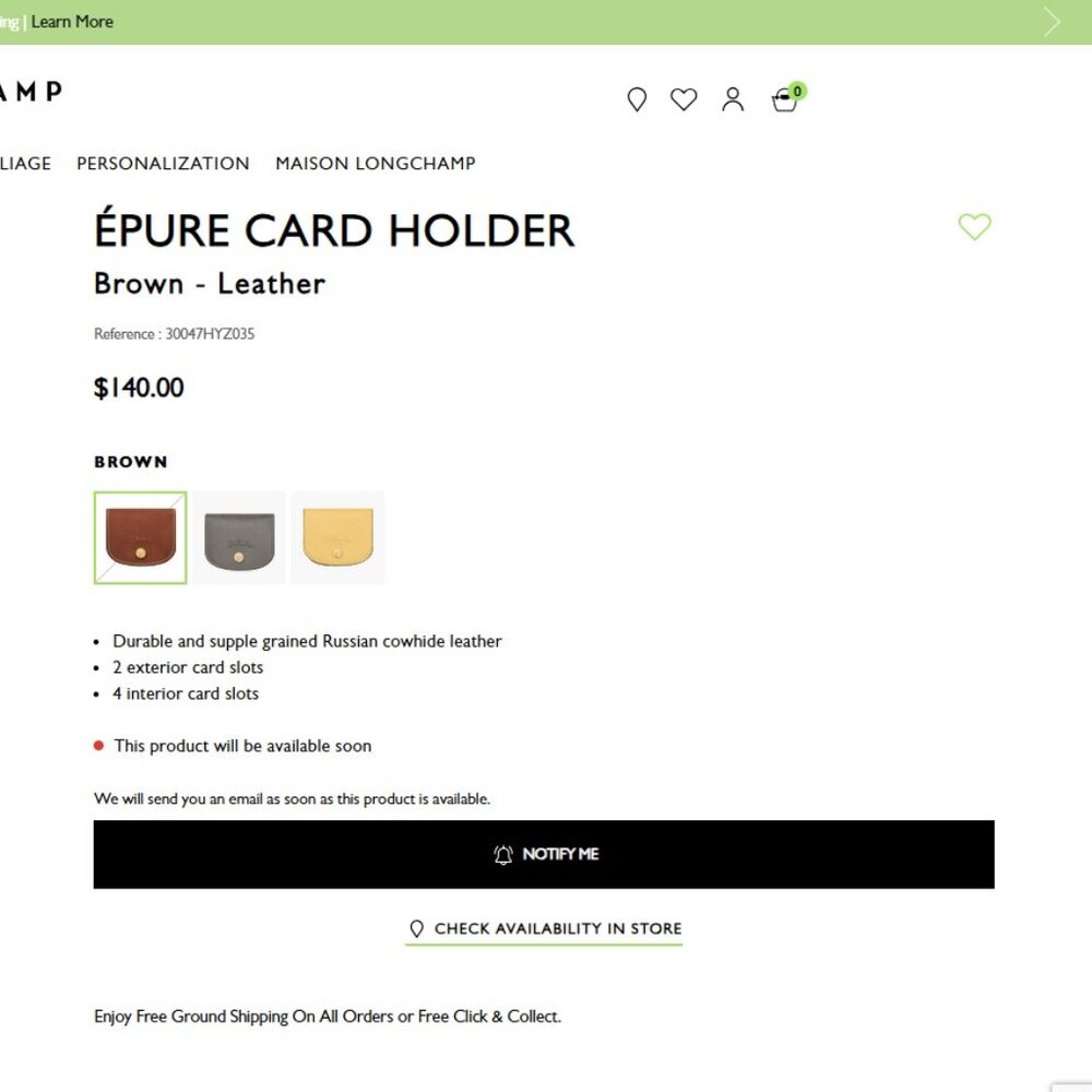 Longchamp Epure Card holder